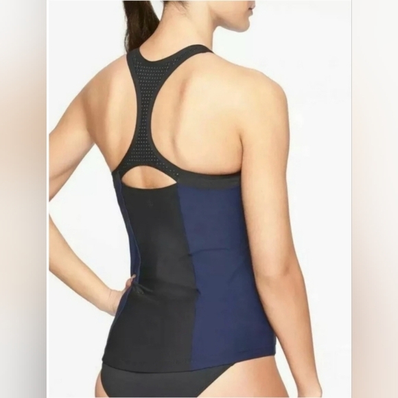 ATHLETA Bonaire Zipfront Tankini, Color Blue/Black Size M - Picture 2 of 16